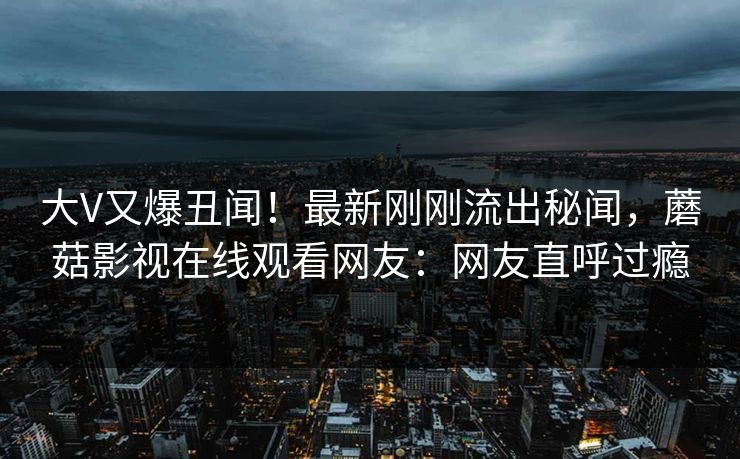 大V又爆丑闻！最新刚刚流出秘闻，蘑菇影视在线观看网友：网友直呼过瘾