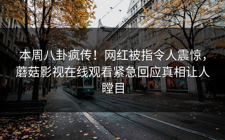 本周八卦疯传！网红被指令人震惊，蘑菇影视在线观看紧急回应真相让人瞠目