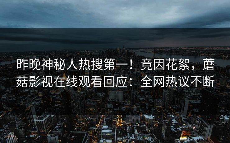 昨晚神秘人热搜第一！竟因花絮，蘑菇影视在线观看回应：全网热议不断