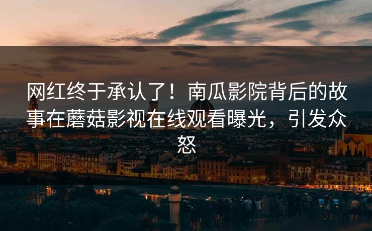 网红终于承认了！南瓜影院背后的故事在蘑菇影视在线观看曝光，引发众怒