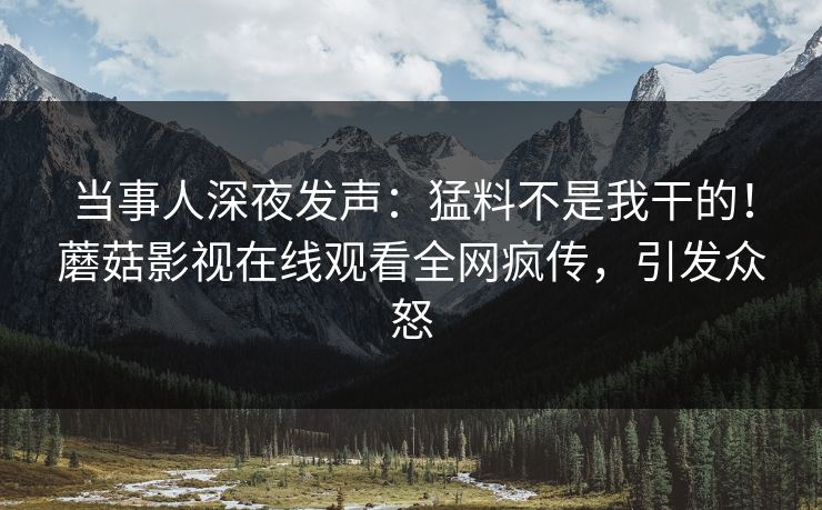 当事人深夜发声：猛料不是我干的！蘑菇影视在线观看全网疯传，引发众怒