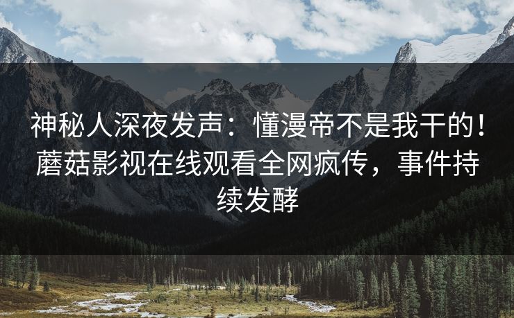 神秘人深夜发声：懂漫帝不是我干的！蘑菇影视在线观看全网疯传，事件持续发酵