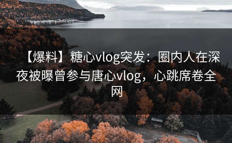 【爆料】糖心vlog突发:圈内人在深夜被曝曾参与唐心vlog,心跳席卷全网