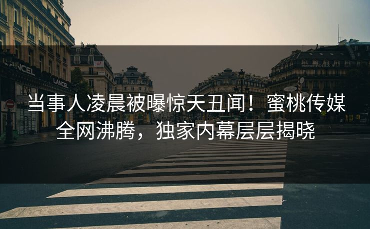 当事人凌晨被曝惊天丑闻!蜜桃传媒全网沸腾,独家内幕层层揭晓