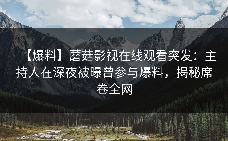 【爆料】蘑菇影视在线观看突发:主持人在深夜被曝曾参与爆料,揭秘席卷全网