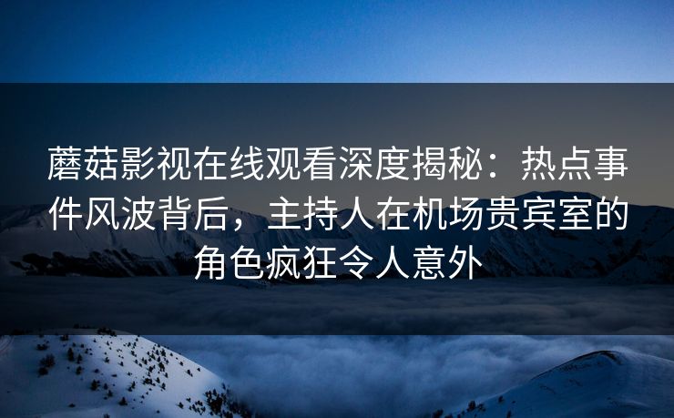 蘑菇影视在线观看深度揭秘:热点事件风波背后,主持人在机场贵宾室的角色疯狂令人意外