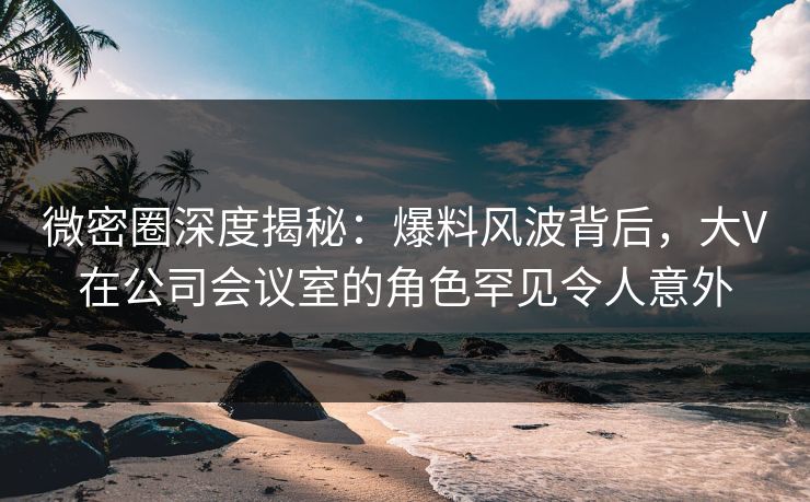 微密圈深度揭秘:爆料风波背后,大V在公司会议室的角色罕见令人意外