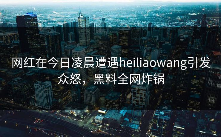 网红在今日凌晨遭遇heiliaowang引发众怒,黑料全网炸锅