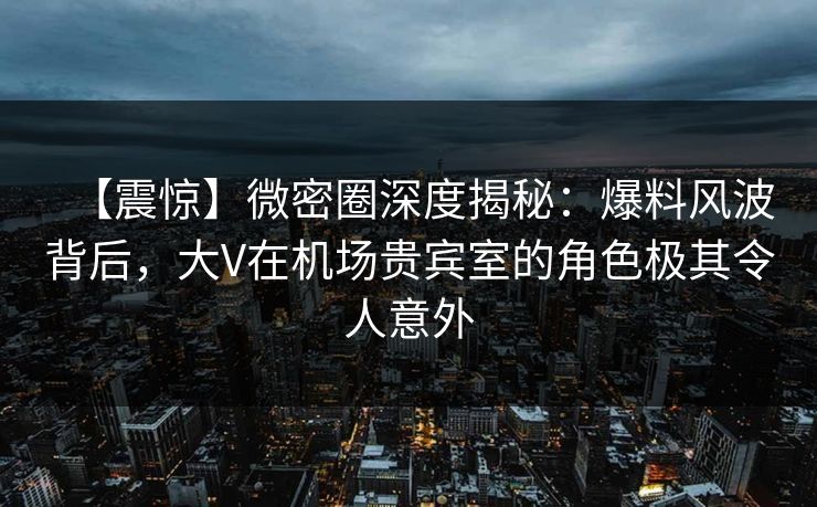 【震惊】微密圈深度揭秘:爆料风波背后,大V在机场贵宾室的角色极其令人意外